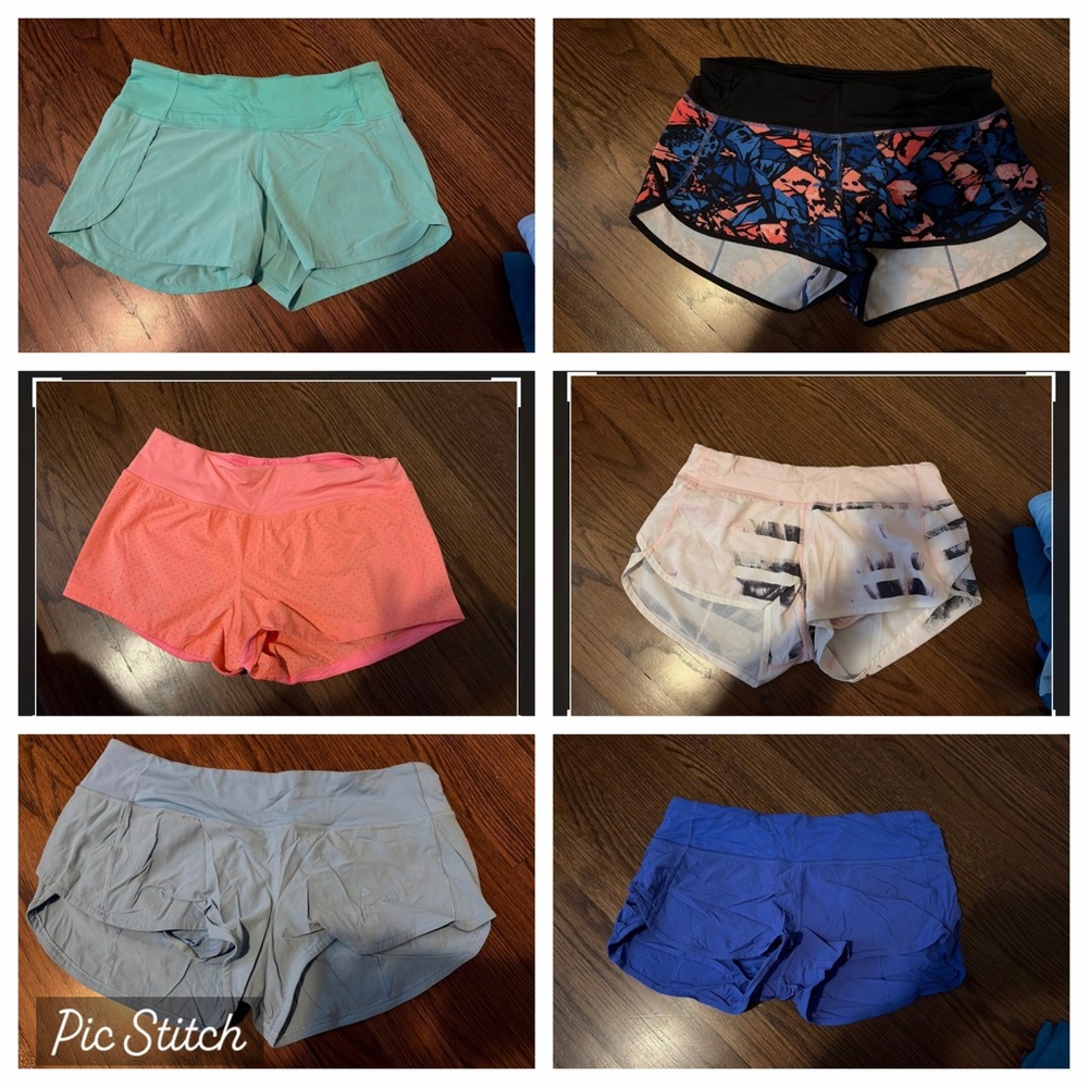 6 pairs of lululemon speed shorts